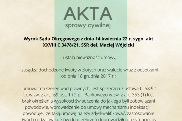 Ilustracja do: Kolejny wyrok zasądza nieważność umowy kredytowej