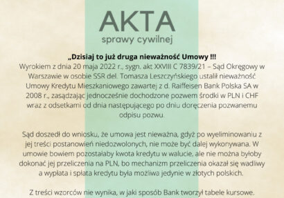 Ilustracja do: Dzisiaj to już druga nieważność Umowy !!!