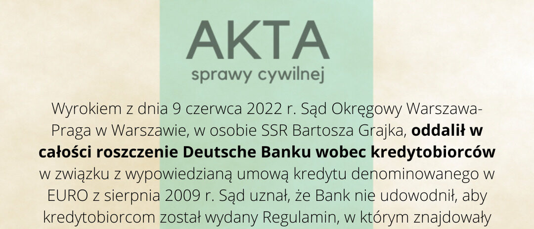 Ilustracja do: Roszczenie banku wobec kredytobiorcy oddalone