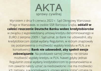 Ilustracja do: Roszczenie banku wobec kredytobiorcy oddalone