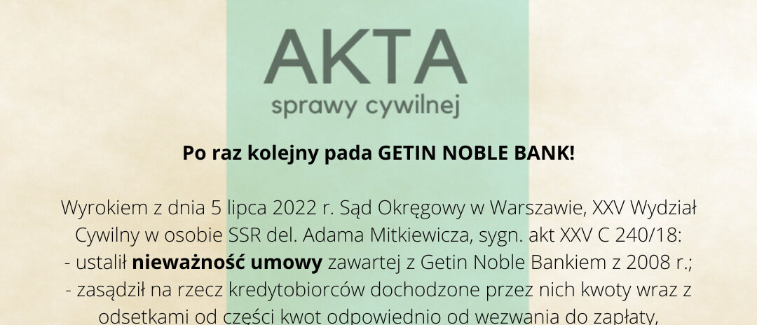 Ilustracja do: Po raz kolejny pada GETIN NOBLE BANK!