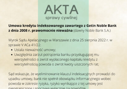 Ilustracja do: Umowa kredytu z Getin Noble Bank prawomocnie nieważna!
