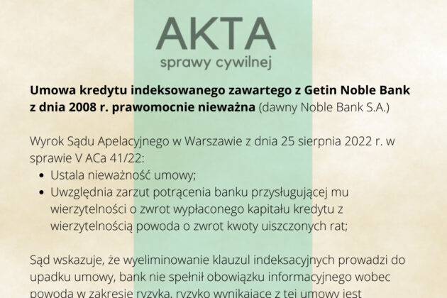 Ilustracja do: Umowa kredytu z Getin Noble Bank prawomocnie nieważna!