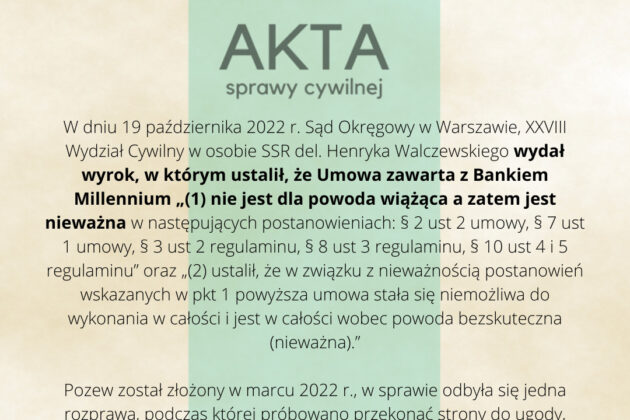 Ilustracja do: Umowa zawarta z Bankiem Millennium NIEWAŻNA!