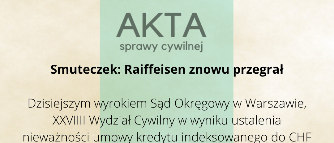 Ilustracja do: Smuteczek: Raiffeisen znowu przegrał