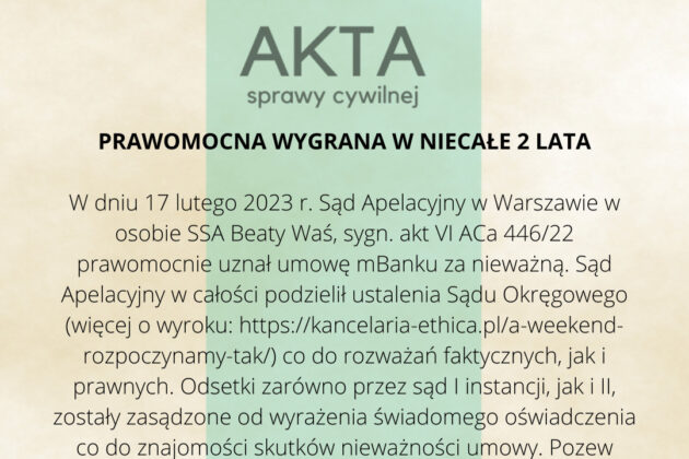 Ilustracja do: PRAWOMOCNA WYGRANA W NIECAŁE 2 LATA