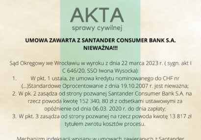 Ilustracja do: UMOWA ZAWARTA Z SANTANDER CONSUMER BANK S.A. NIEWAŻNA!