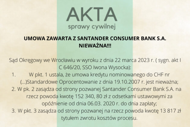 Ilustracja do: UMOWA ZAWARTA Z SANTANDER CONSUMER BANK S.A. NIEWAŻNA!