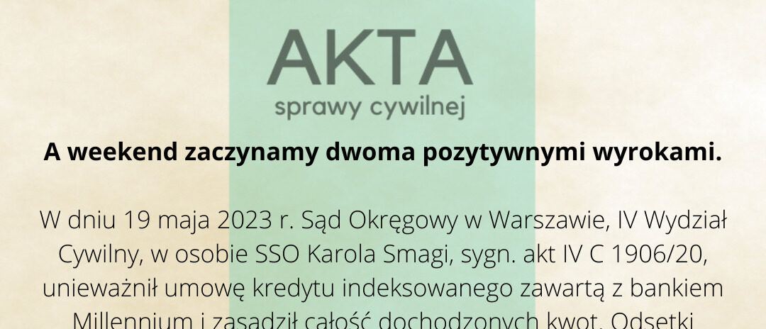 Ilustracja do: A weekend zaczynamy dwoma pozytywnymi wyrokami.