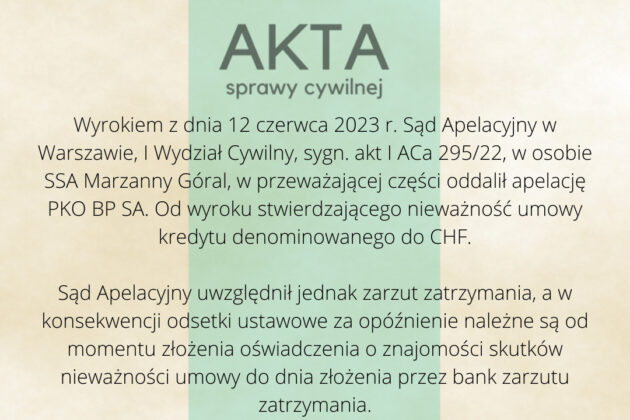 Ilustracja do: Apelacja PKO BP SA. oddalona!