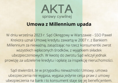 Ilustracja do: Umowa kredytu z Millennium unieważniona