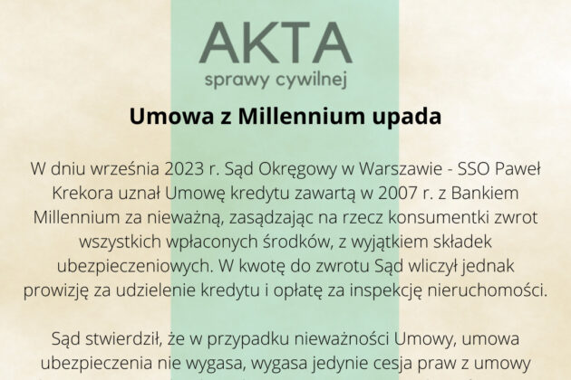 Ilustracja do: Umowa kredytu z Millennium unieważniona