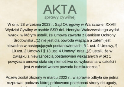 Ilustracja do: Umowa kredytu z Bankiem Ochrony Środowiska nieważna